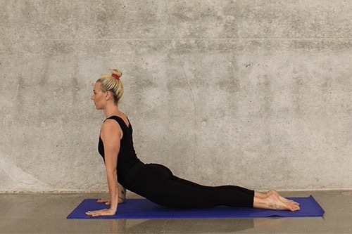 woman, yoga pose, cobra pose