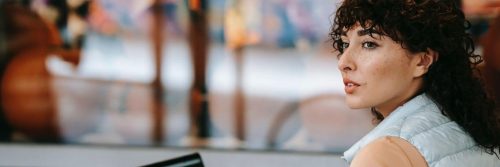 curly black hair woman worries