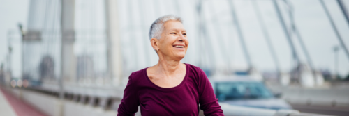 Adult woman with giant smile and healthy lifestyle